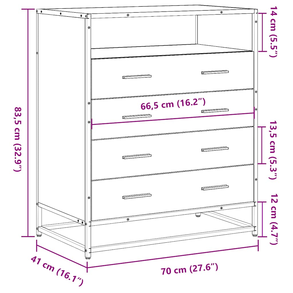 Schubladenschrank Sonoma-Eiche 70x41x83,5 cm Holzwerkstoff