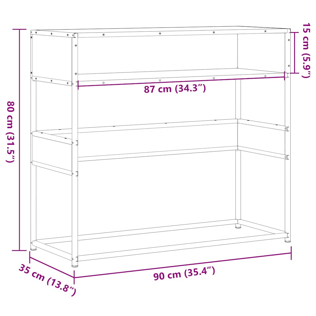 Konsolentisch Räuchereiche 90x35x80 cm Holzwerkstoff