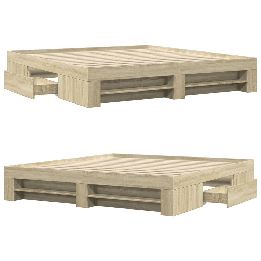 Bettgestell ohne Matratze Sonoma-Eiche 200x200 cm Holzwerkstoff