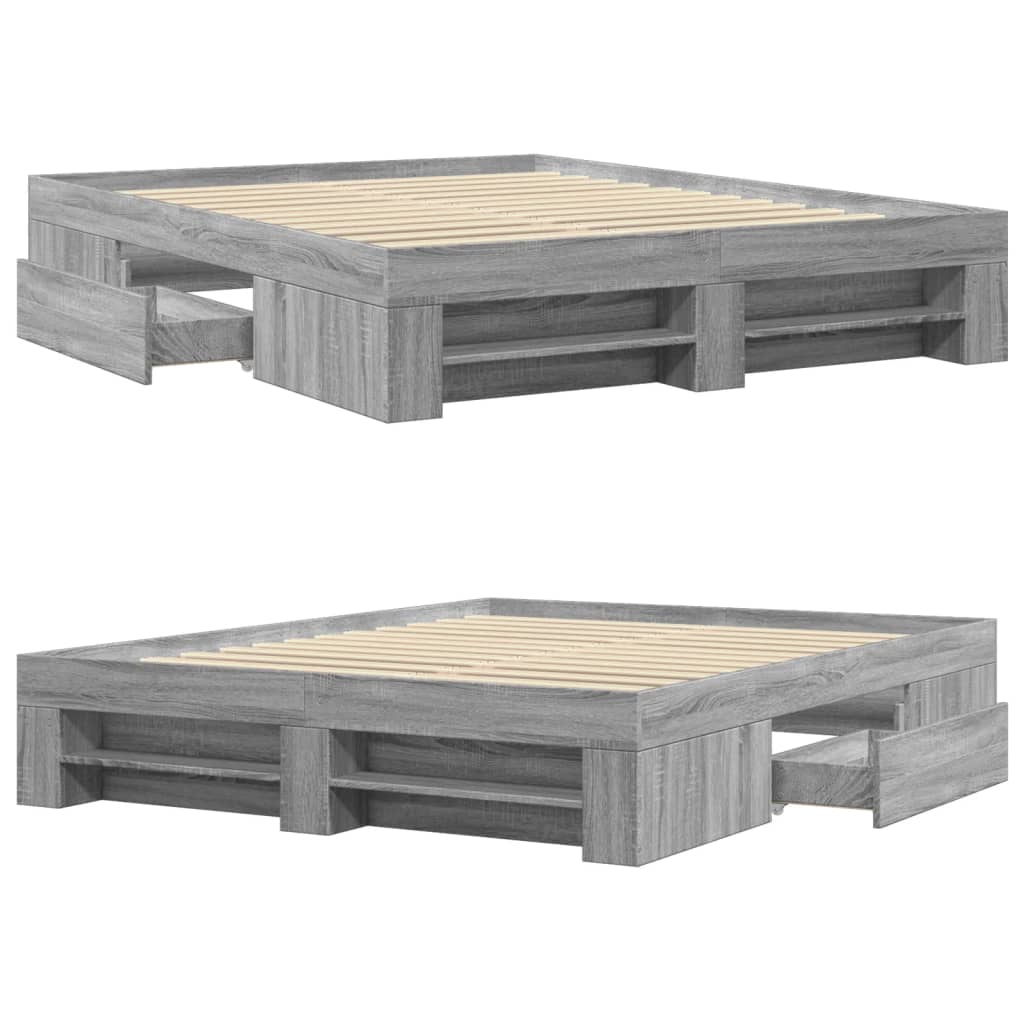 Bettgestell ohne Matratze Grau Sonoma 160x200 cm Holzwerkstoff