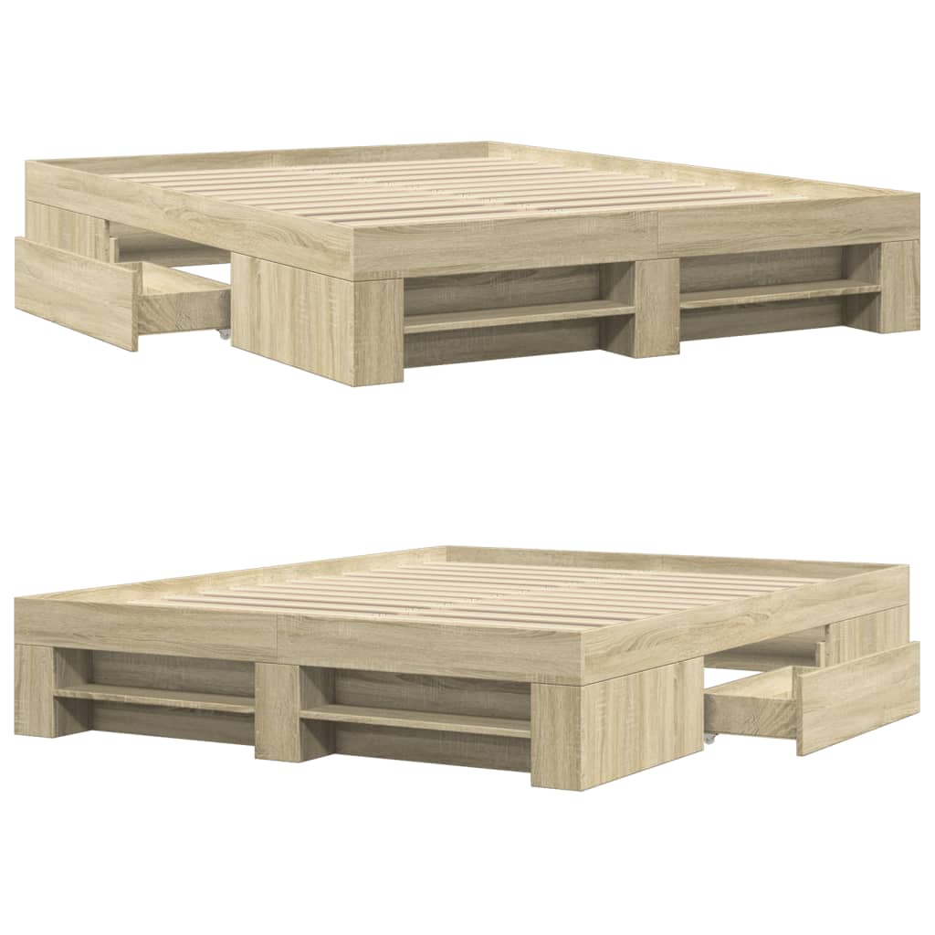Bettgestell ohne Matratze Sonoma-Eiche 150x200 cm Holzwerkstoff