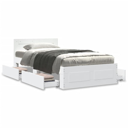 Bettgestell mit Kopfteil ohne Matratze Weiß 100x200 cm