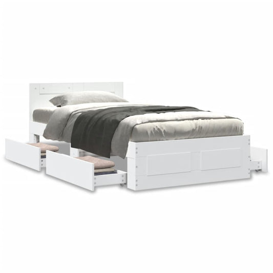 Bettgestell mit Kopfteil ohne Matratze Weiß 100x200 cm