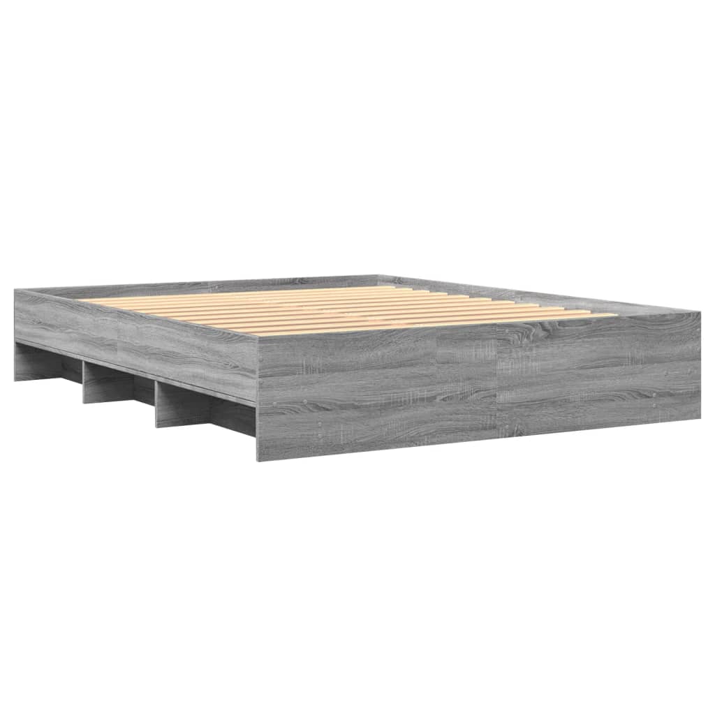 Bettgestell ohne Matratze Grau Sonoma 160x200 cm Holzwerkstoff