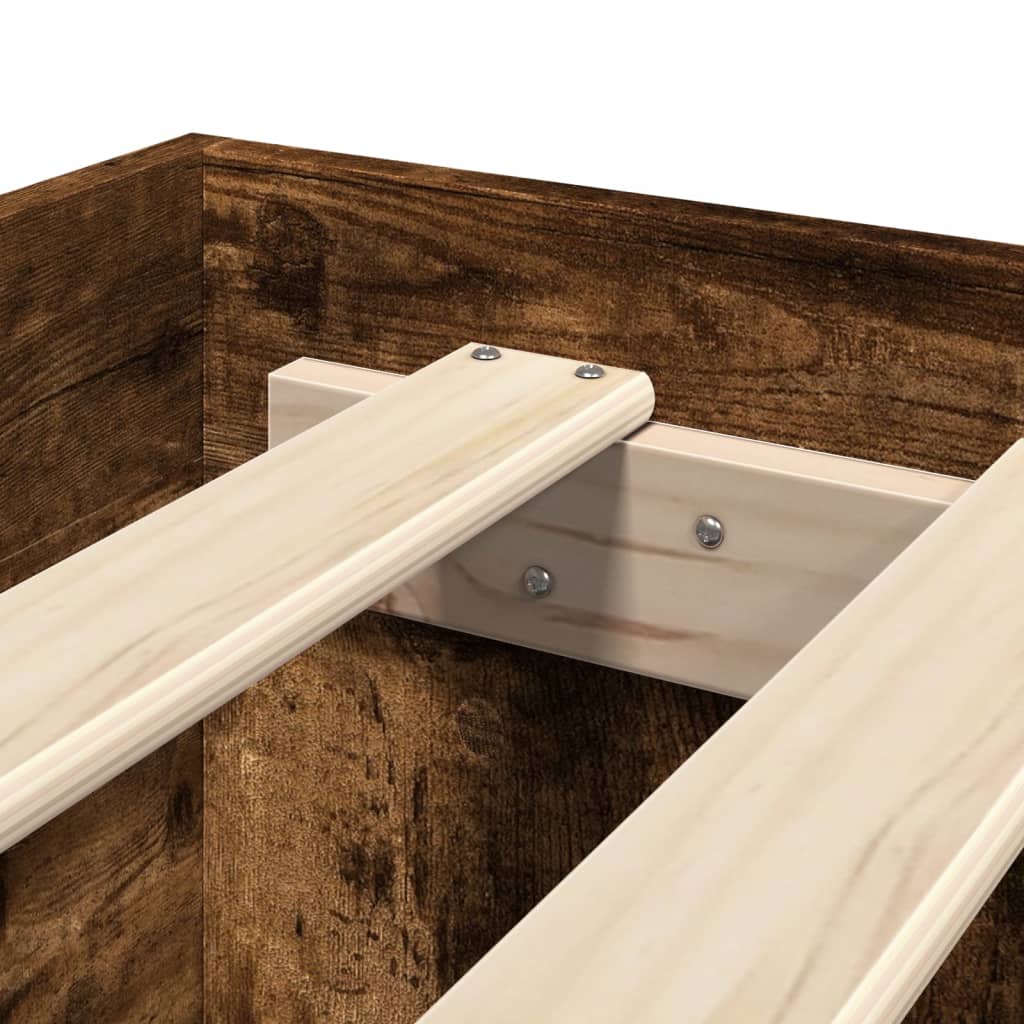 Bettgestell ohne Matratze Räuchereiche 150x200 cm Holzwerkstoff