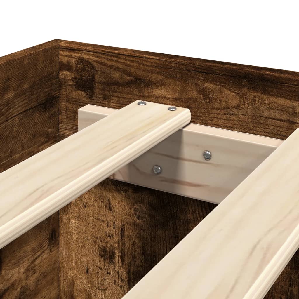 Bettgestell ohne Matratze Räuchereiche 90x190 cm Holzwerkstoff