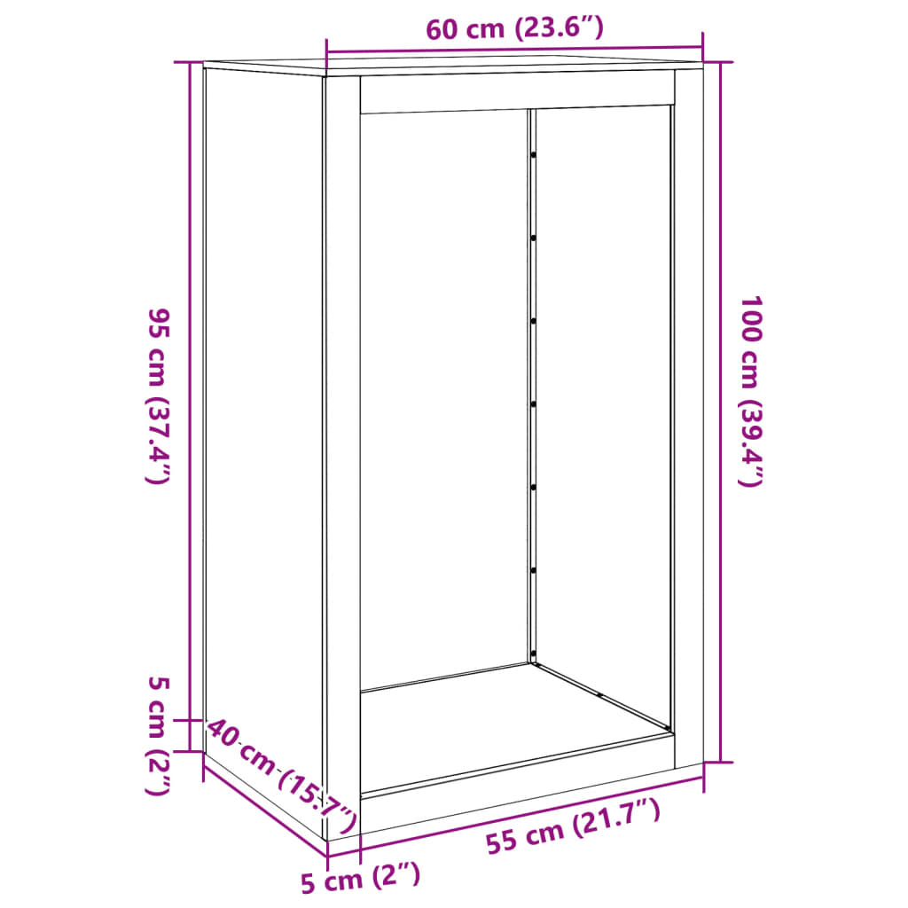 Brennholzregal 60x40x100 cm Cortenstahl