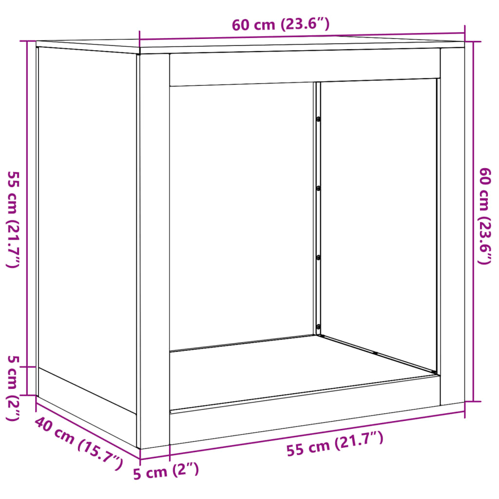 Brennholzregal 60x40x60 cm Edelstahl