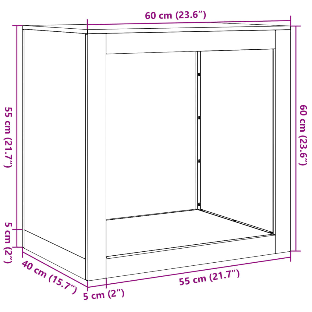 Brennholzregal 60x40x60 cm Cortenstahl