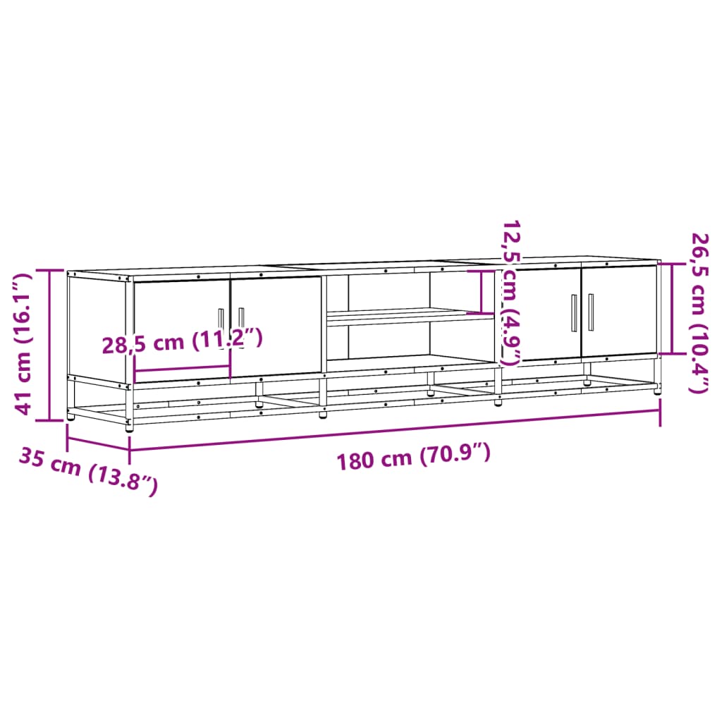 TV-Schrank Schwarz 180x35x41 cm Holzwerkstoff