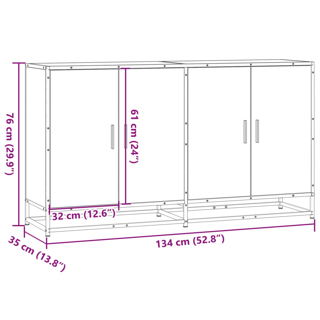 Sideboard Schwarz 134x35x76 cm Holzwerkstoff