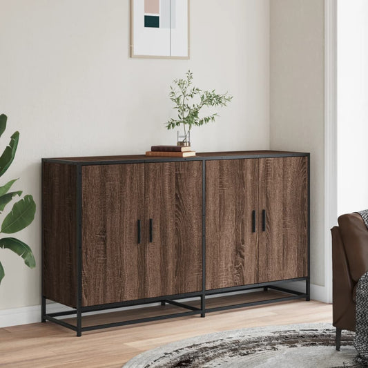 Sideboard Braun Eichen-Optik 134x35x76 cm Holzwerkstoff