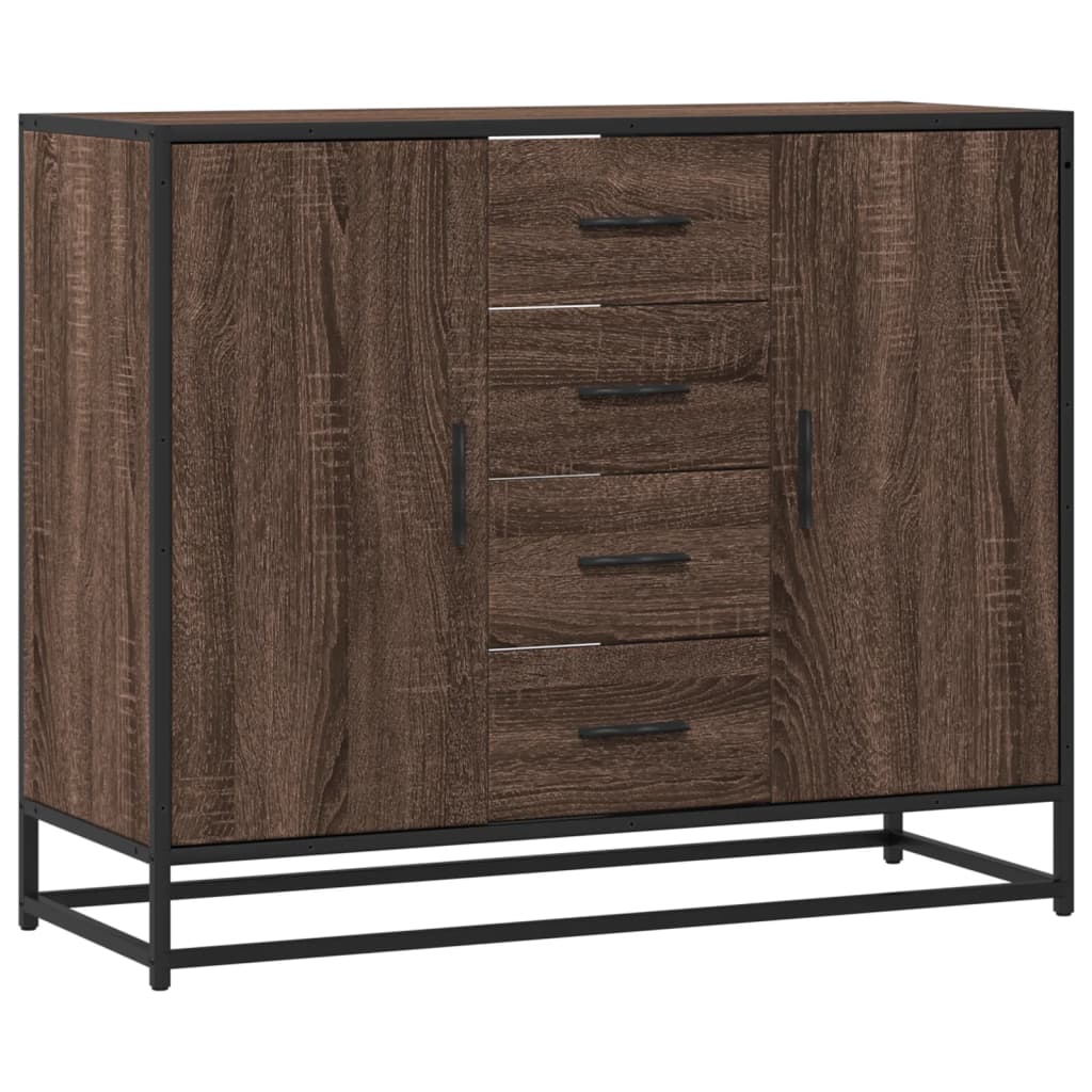 Sideboard Braun Eichen-Optik 92x35x76 cm Holzwerkstoff