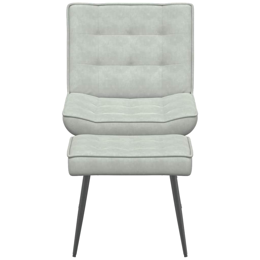Relaxsessel mit Hocker Hellgrau Samt