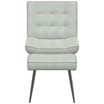 Relaxsessel mit Hocker Hellgrau Samt