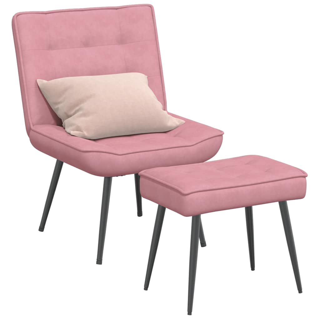 Relaxsessel mit Hocker Rosa Samt