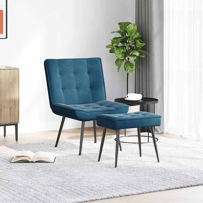 Relaxsessel mit Hocker Blau Samt