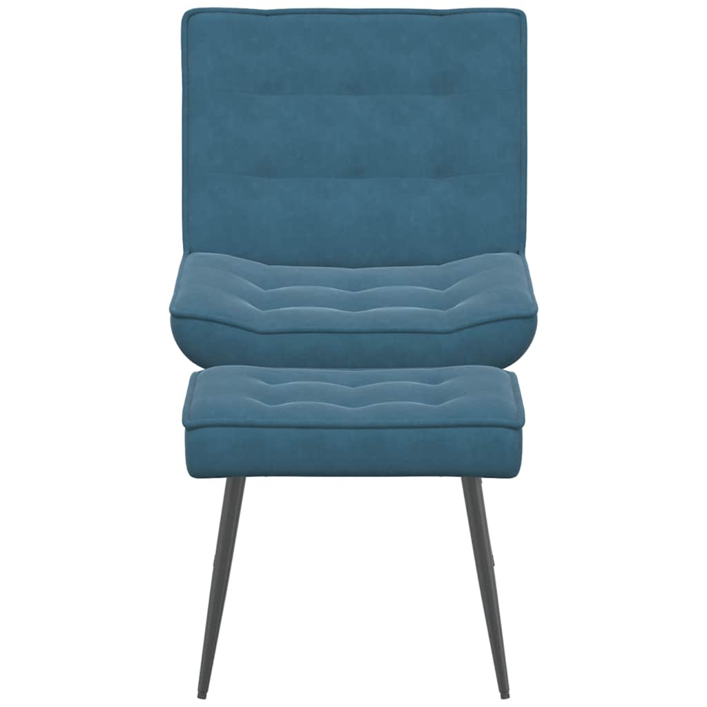 Relaxsessel mit Hocker Blau Samt