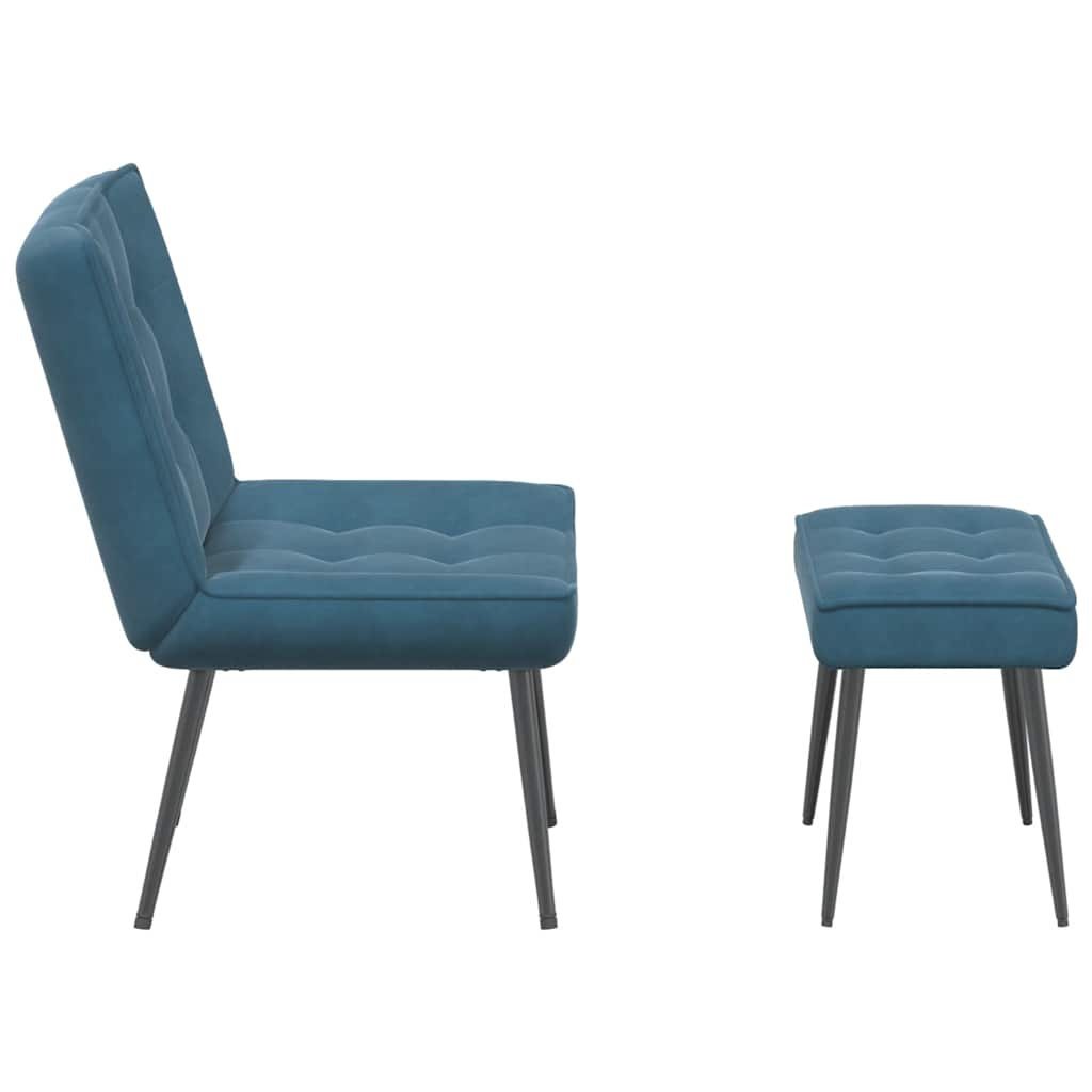 Relaxsessel mit Hocker Blau Samt