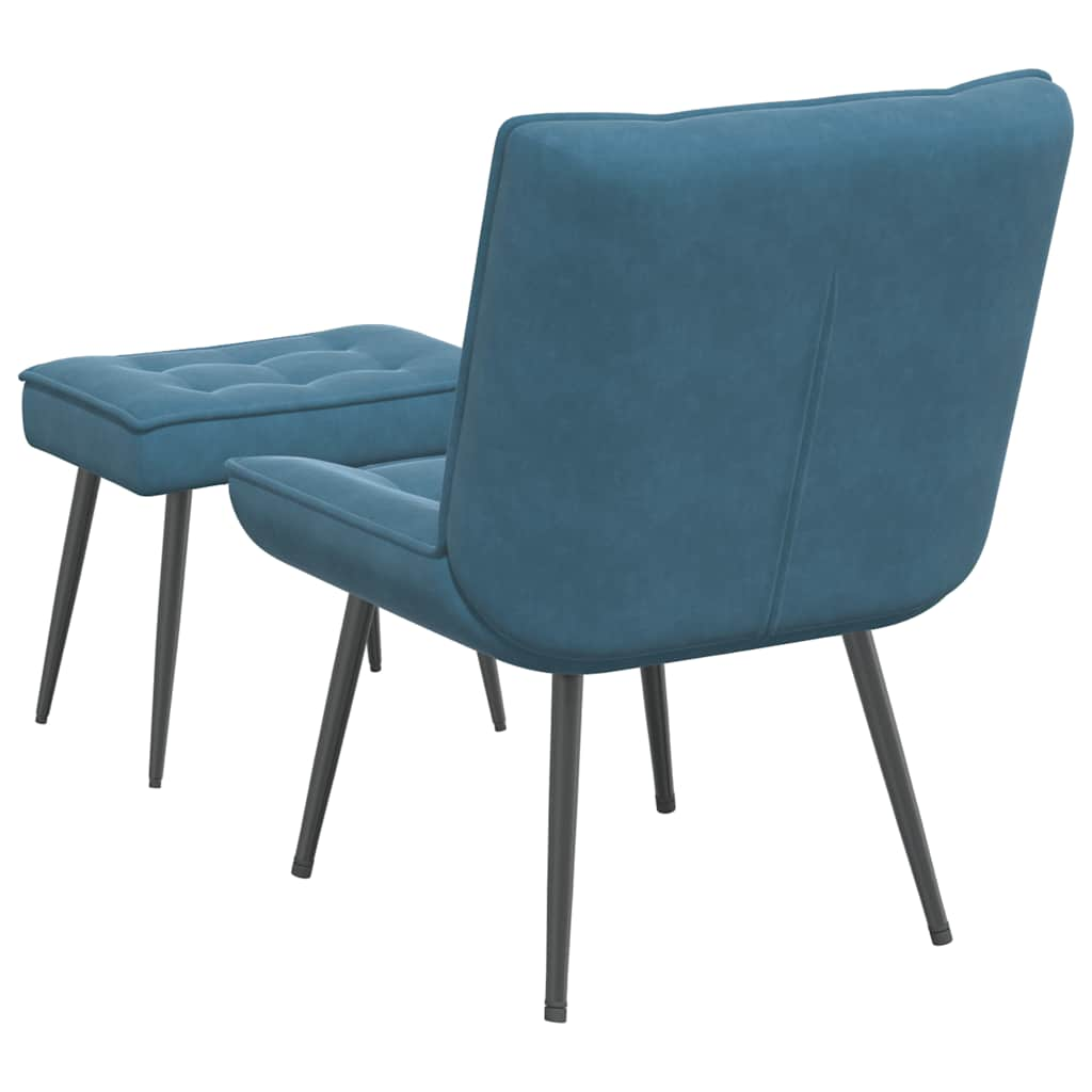 Relaxsessel mit Hocker Blau Samt