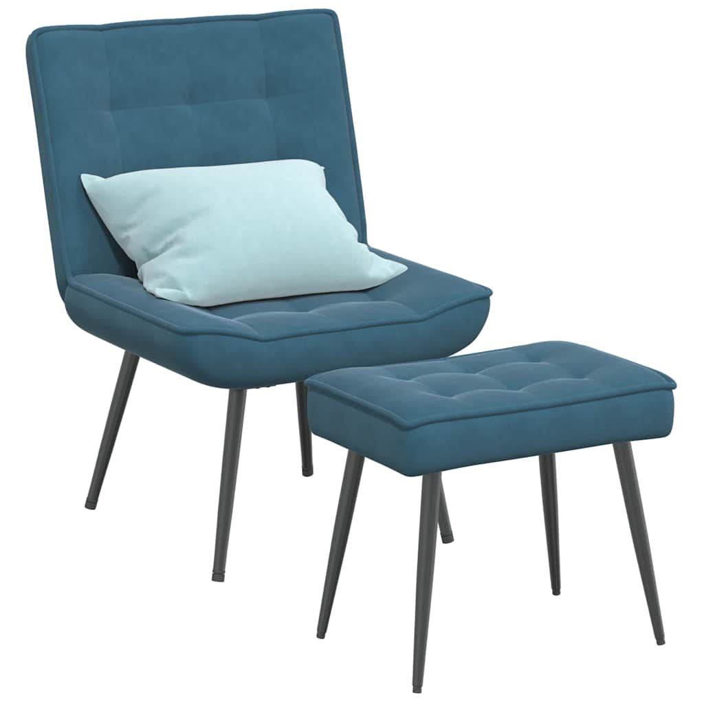 Relaxsessel mit Hocker Blau Samt