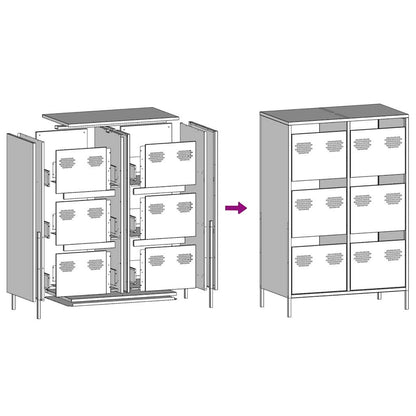 Highboard Weiß 68x39x101,5 cm Stahl