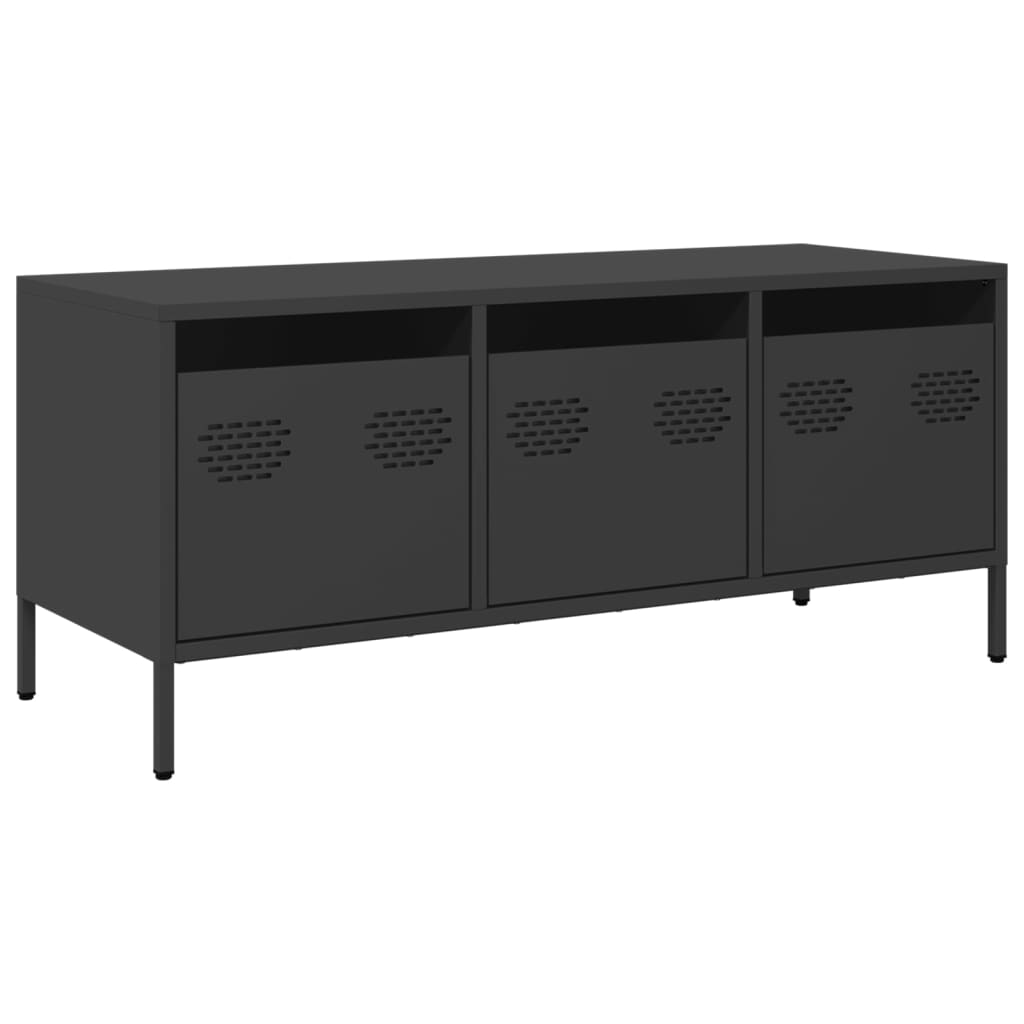 TV-Schrank Schwarz 101,5x39x43,5 cm Kaltgewalzter Stahl