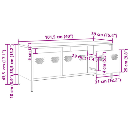 TV-Schrank Schwarz 101,5x39x43,5 cm Kaltgewalzter Stahl