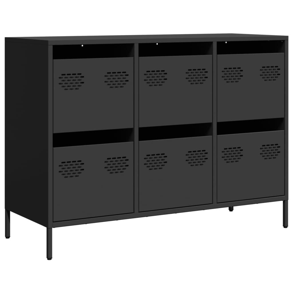 Sideboard Schwarz 101,5x39x73,5 cm Kaltgewalzter Stahl