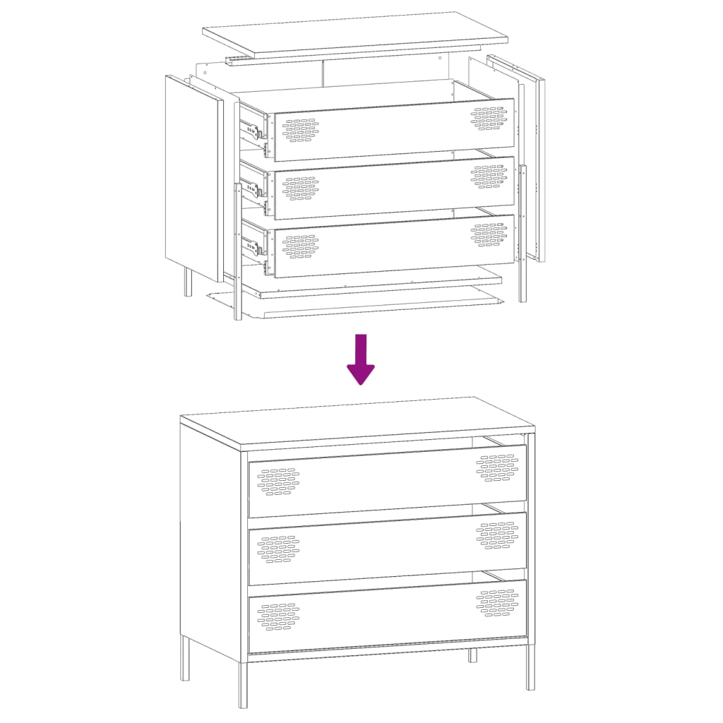 Sideboard Senfgelb 68x39x58,5 cm Kaltgewalzter Stahl