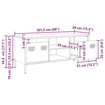 TV-Schrank Schwarz 101,5x39x43,5 cm Kaltgewalzter Stahl