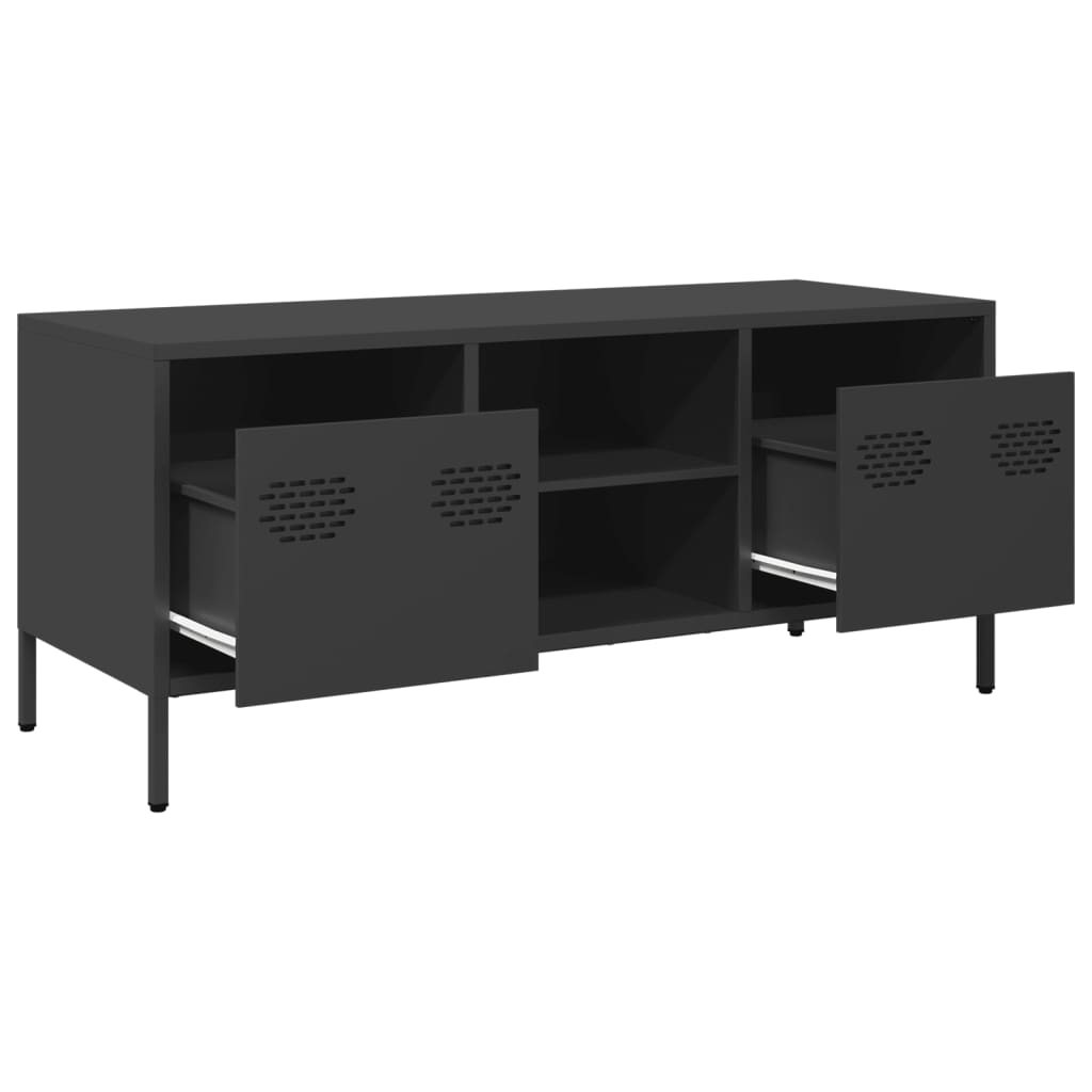 TV-Schrank Schwarz 101,5x39x43,5 cm Kaltgewalzter Stahl