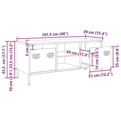 TV-Schrank Rosa 101,5x39x43,5 cm Kaltgewalzter Stahl
