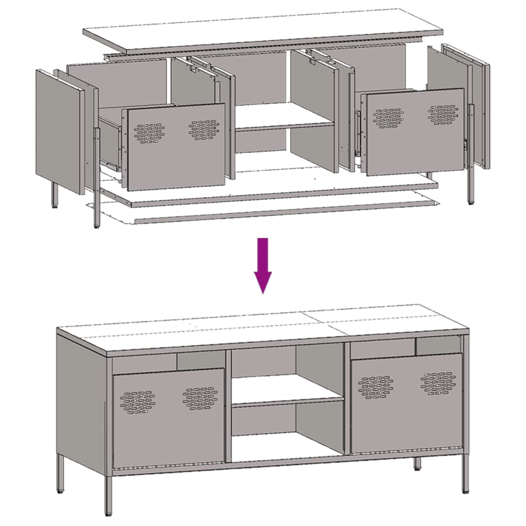 TV-Schrank Senfgelb 101,5x39x43,5 cm Kaltgewalzter Stahl