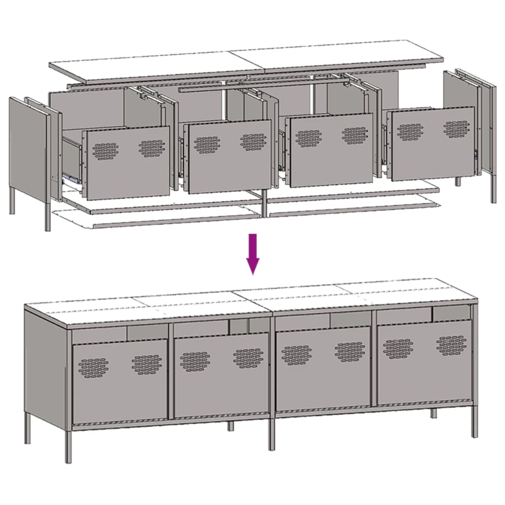 TV-Schrank Schwarz 135x39x43,5 cm Kaltgewalzter Stahl