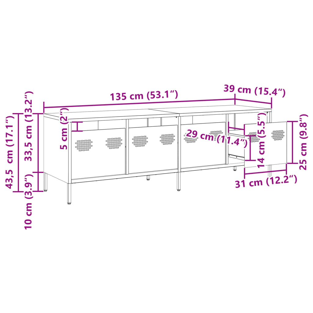 TV-Schrank Anthrazit 135x39x43,5 cm Kaltgewalzter Stahl