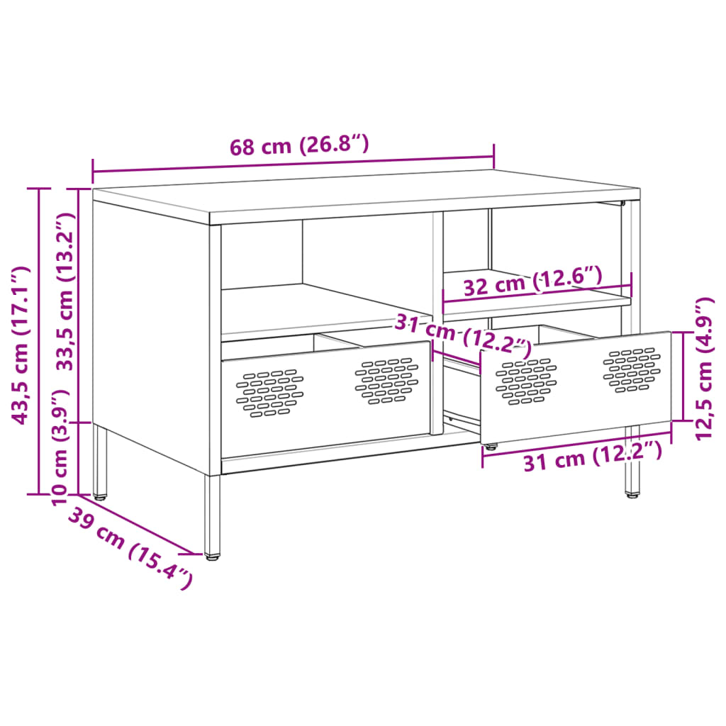 TV-Schrank Anthrazit 68x39x43,5 cm Kaltgewalzter Stahl