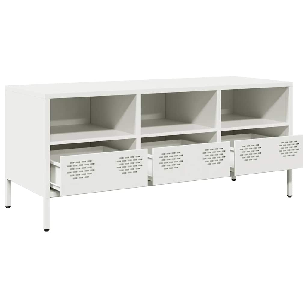 TV-Schrank Weiß 101,5x39x43,5 cm Kaltgewalzter Stahl