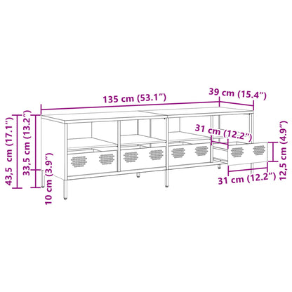 TV-Schrank Schwarz 135x39x43,5 cm Kaltgewalzter Stahl