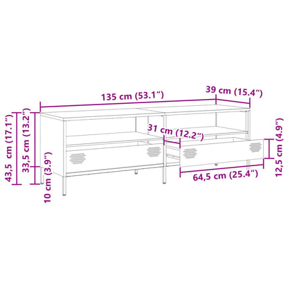 TV-Schrank Schwarz 135x39x43,5 cm Kaltgewalzter Stahl