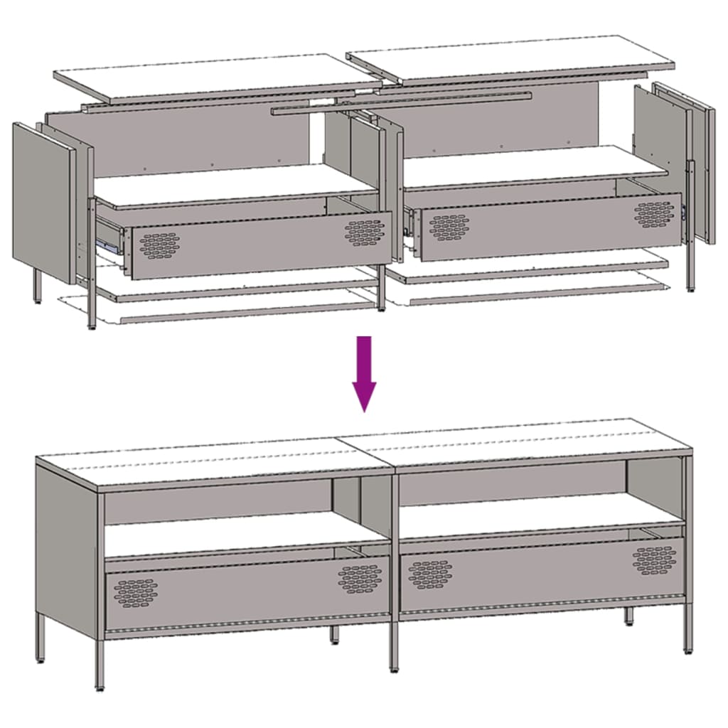 TV-Schrank Olivgrün 135x39x43,5 cm Kaltgewalzter Stahl