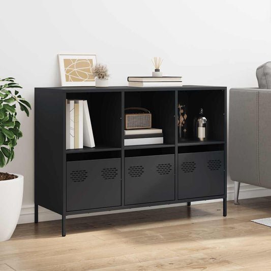 Sideboard Schwarz 101,5x39x73,5 cm Kaltgewalzter Stahl