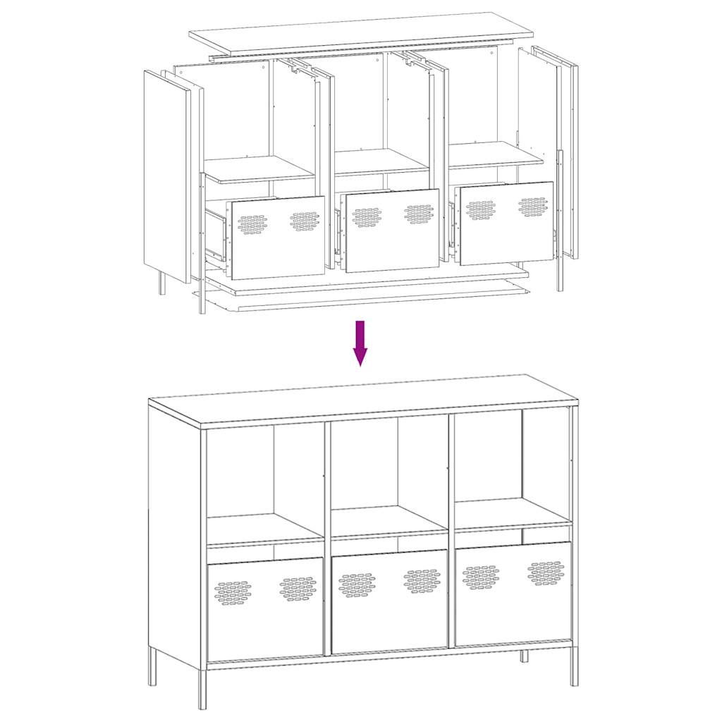 Sideboard Senfgelb 101,5x39x73,5 cm Kaltgewalzter Stahl