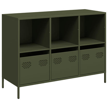 Sideboard Olivgrün 101,5x39x73,5 cm Kaltgewalzter Stahl