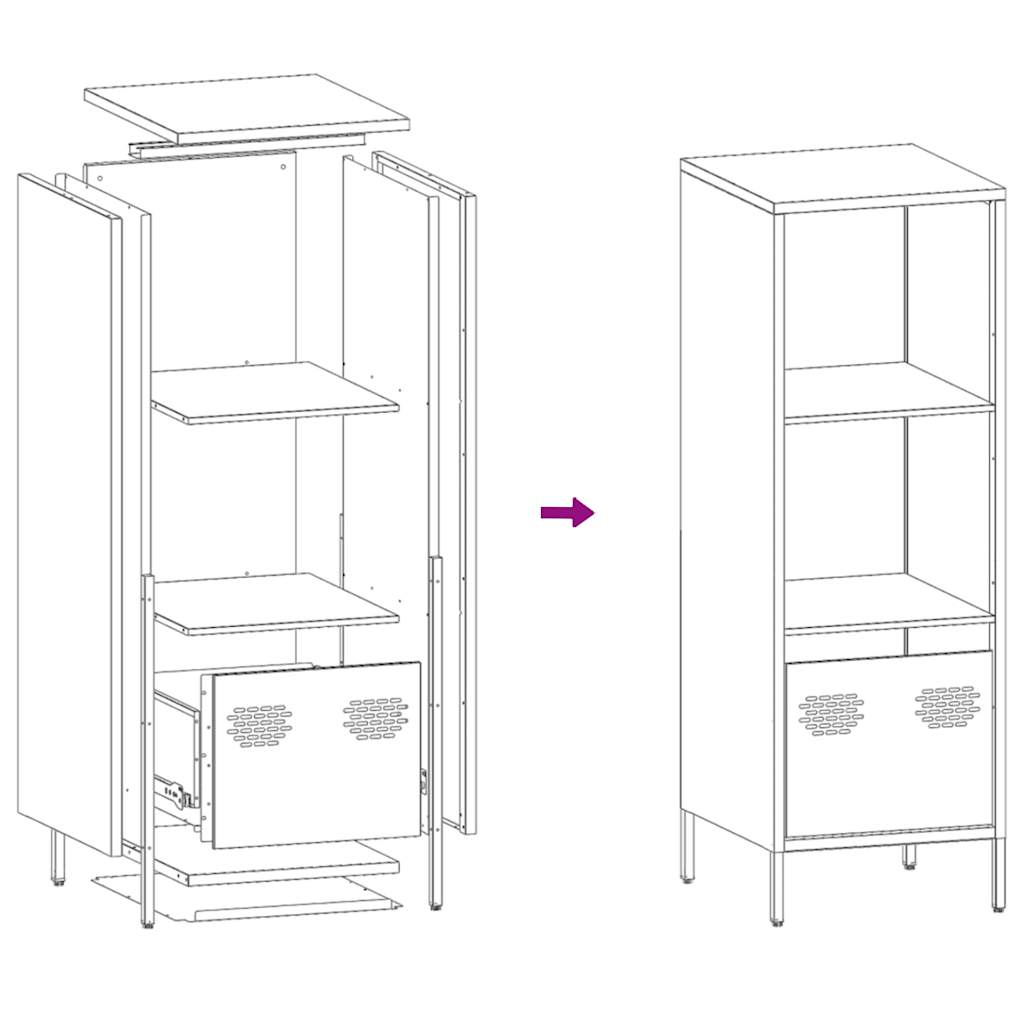 Highboard Olivgrün 35x39x103,5 cm Stahl