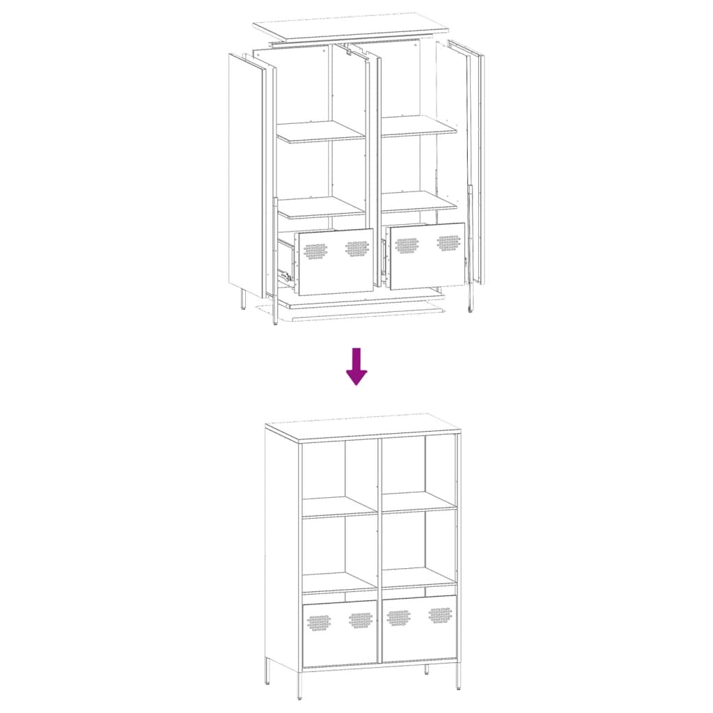 Highboard Anthrazit 68x39x103,5 cm Stahl