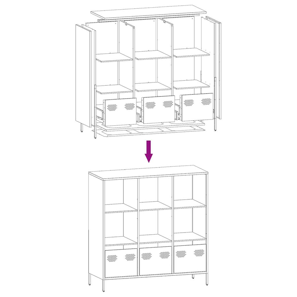 Highboard Weiß 101,5x39x103,5 cm Stahl