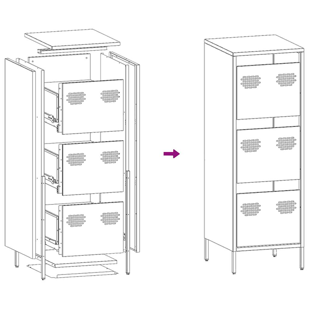 Highboard Anthrazit 39x35x103,5 cm Stahl