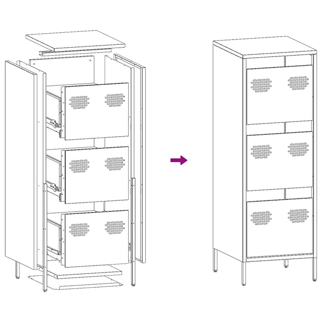 Highboard Senfgelb 39x35x103,5 cm Stahl