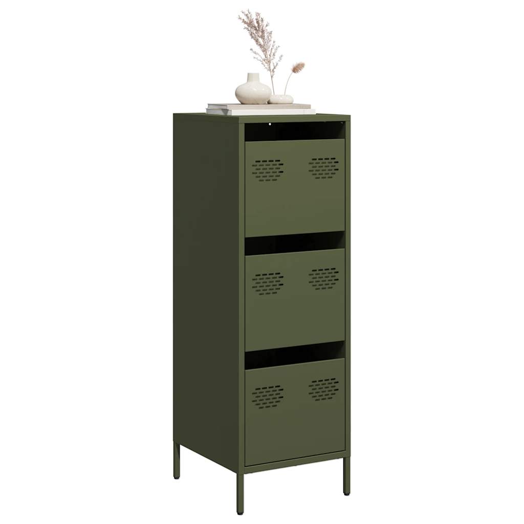 Highboard Olivgrün 39x35x103,5 cm Stahl